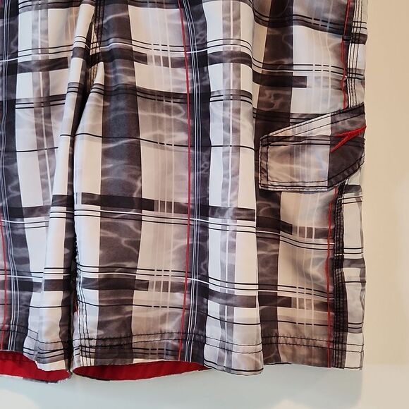 Speedo Swim Trunks Shorts Bathing Suit Lined Black/White Men's Sz Large EUC NICE - Picture 6 of 12